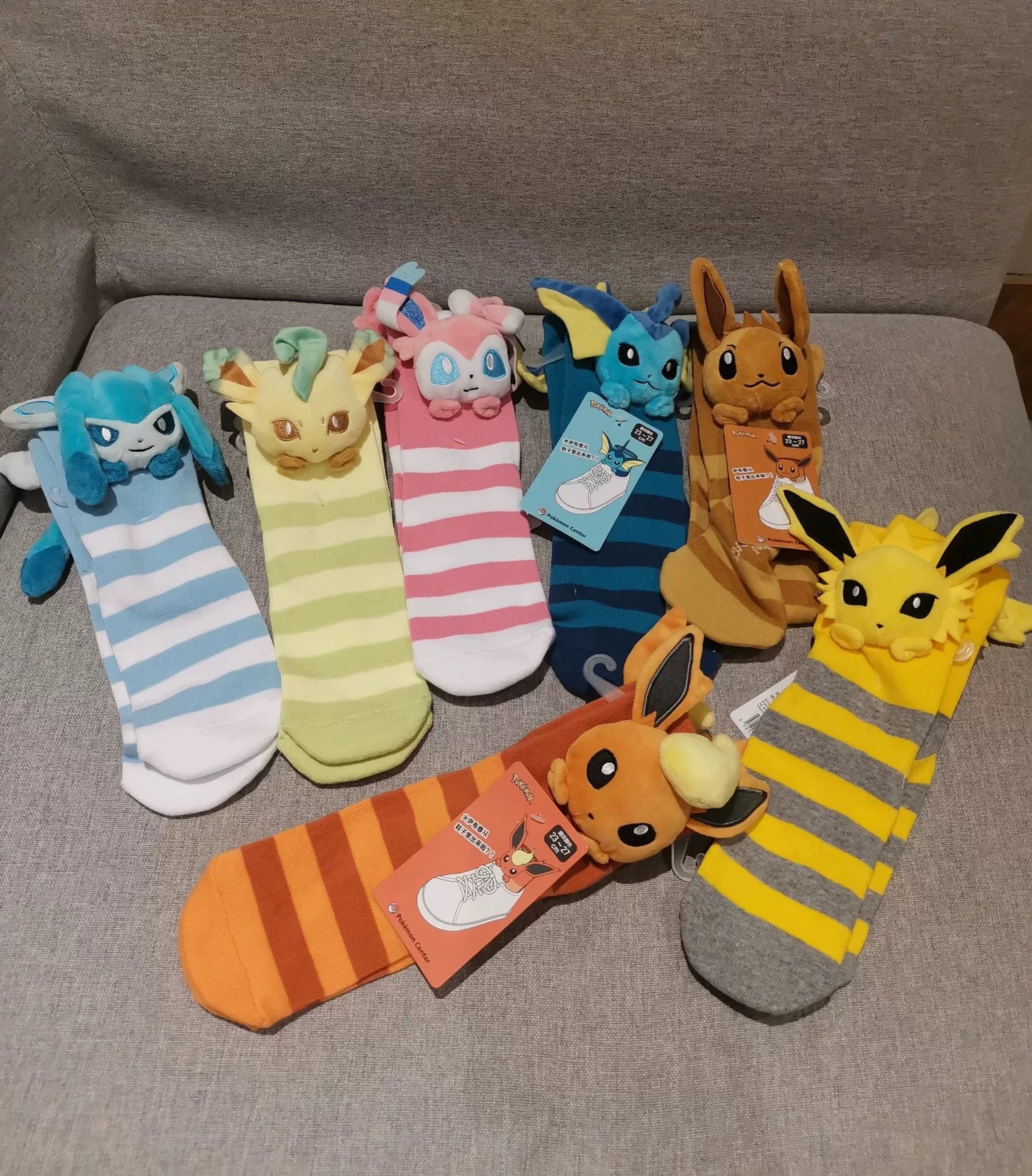 Japan Cartoon Pokemon Eevee Evolution Series Plush Socks | Eevee Vaporeon Jolteon Flareon Espeon Umbreon Leafeon Glaceon Sylveon - Evolve Anime Collectable Kawaii Item