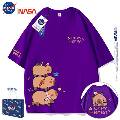 Cute Animals Capybara Style T-Shirt Series | Fun Capybara Group Front & Back Part2 - Kawaii Fashion Items for Child & Adult
