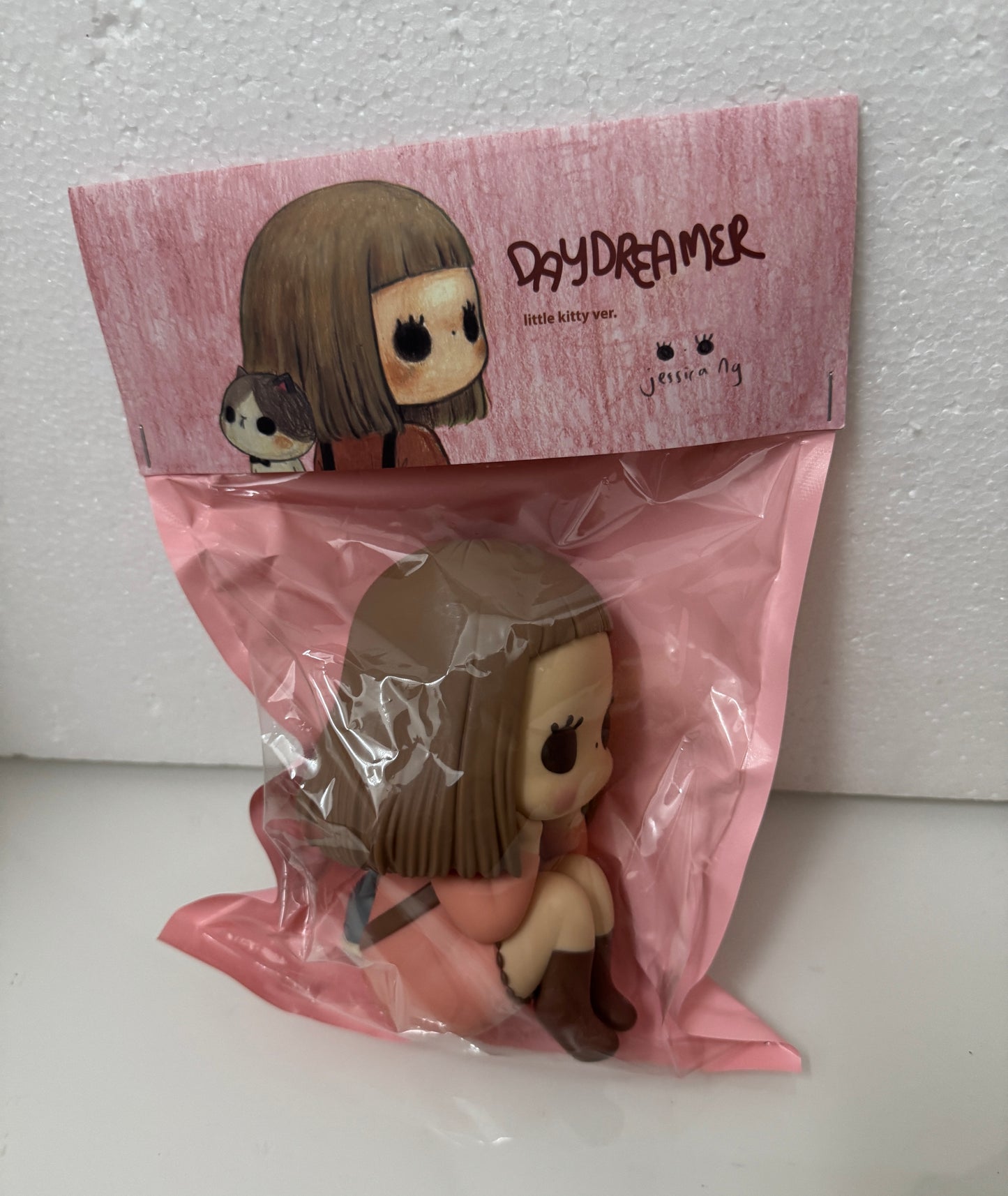 How2work x Jessica Ng Day Dreamer Girl | Little Kitty Version - Vinyl White Designer Toy