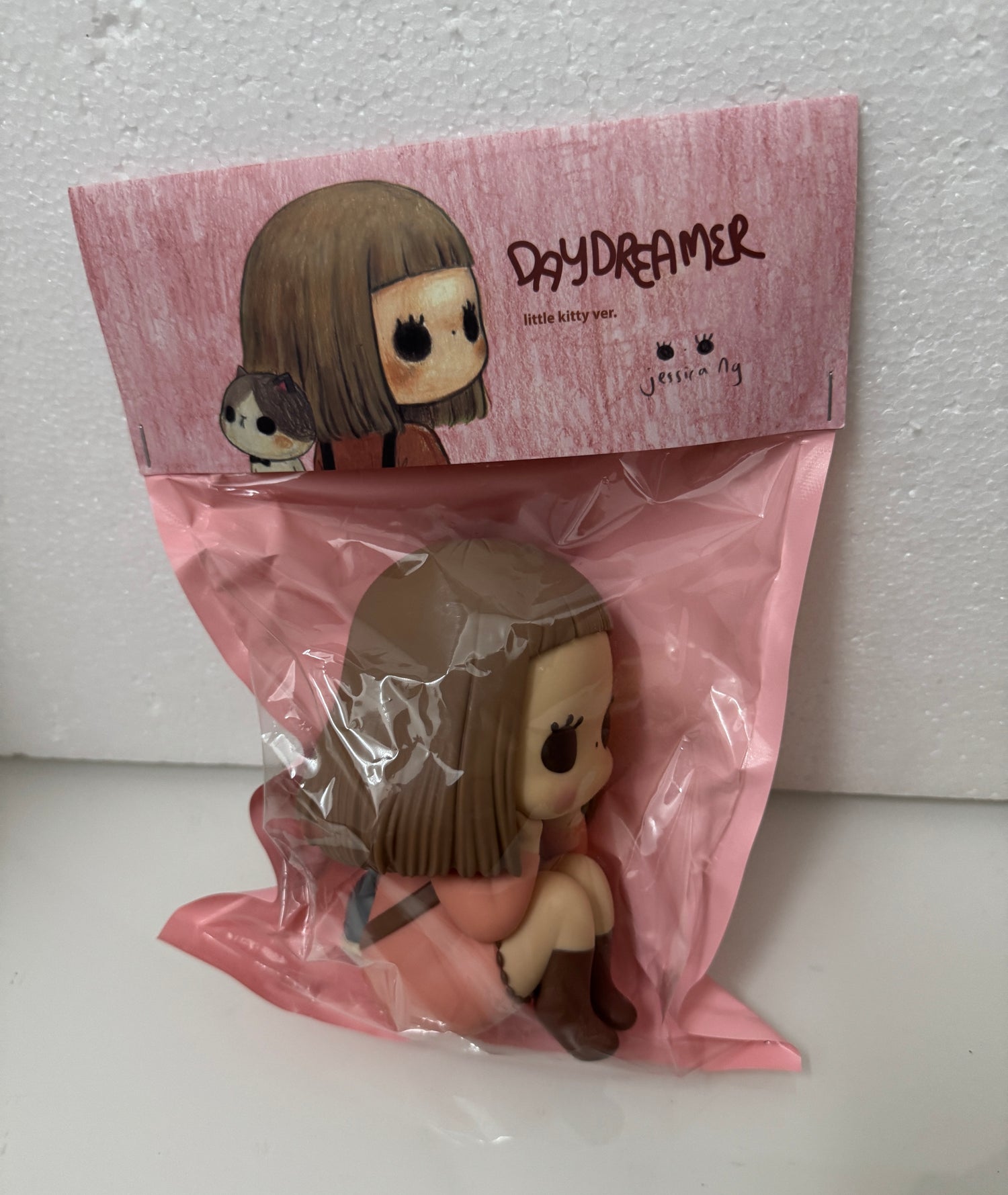 How2work x Jessica Ng Day Dreamer Girl | Little Kitty Version - Vinyl White Designer Toy
