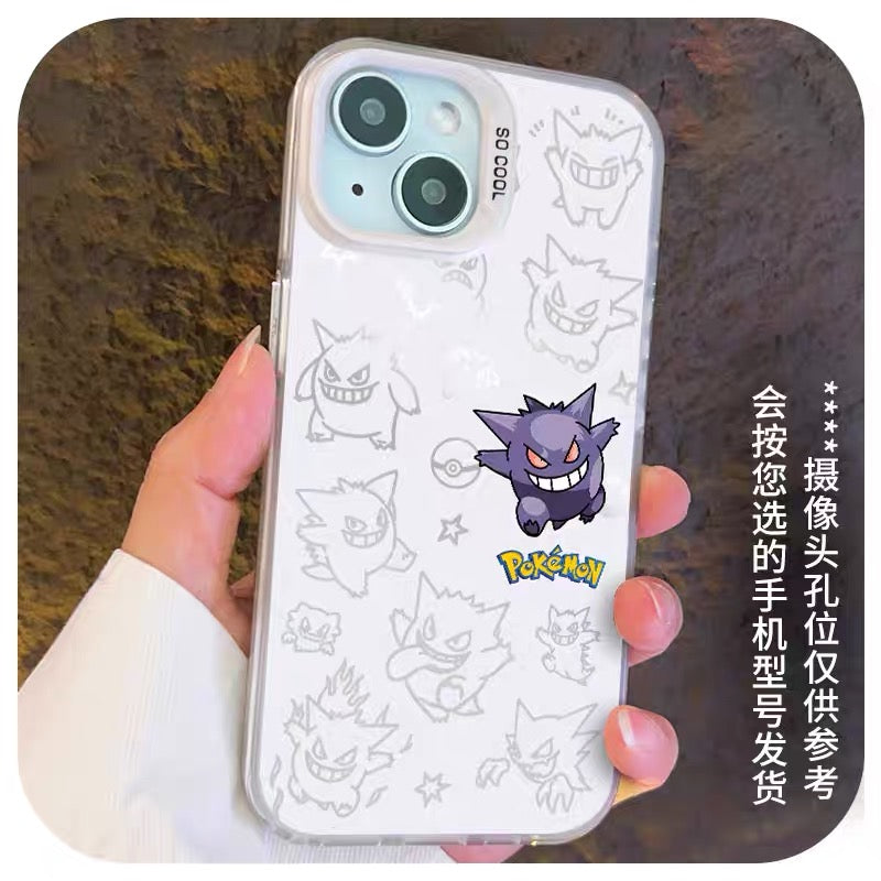 Japanese Cartoon Pokemon Matt & Silver Case Part4 | Psyduck Snorlax Slowpoke Oddish Togepi Gengar Lucario 7 Styles - Phone Case Samsung Galaxy S26 S25 S24 S23 S22 S21 FE Ultra Edge
