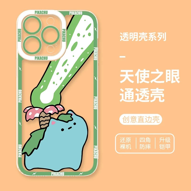 Japan Cartoon Pokemon Cute & Fighting Drawing Style | Pikachu Charmander Squirtle Bulbasaur Charizard Blastoise Venusaur - iPhone Case PLUS SE2 XS XR X 11 12 13 14 15 16 16e 17 17e Pro Promax 12mini 13mini