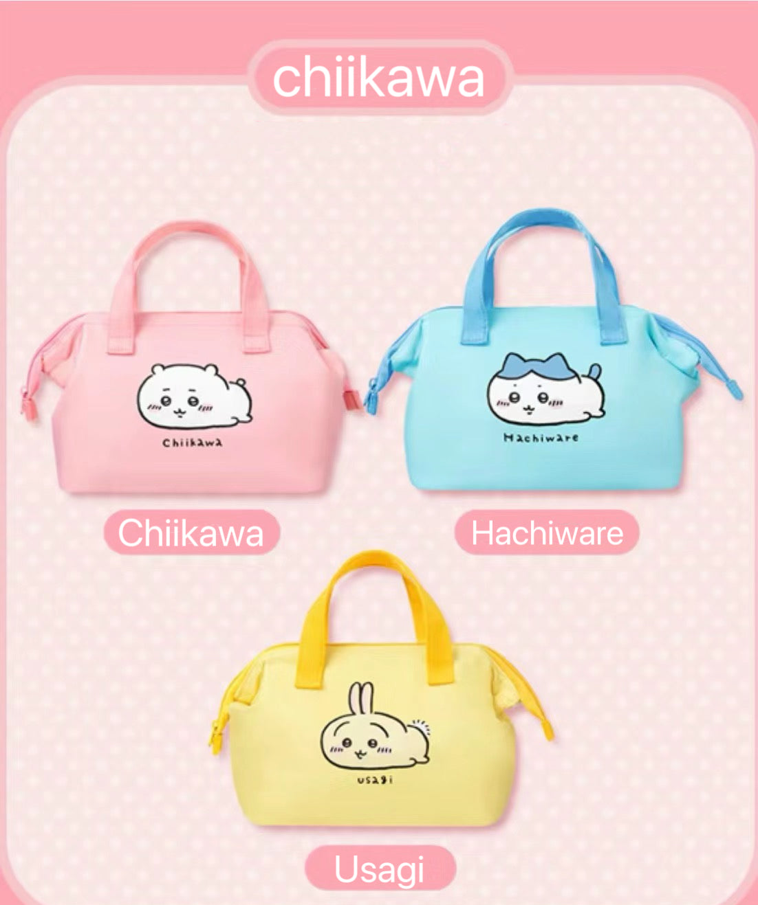 ChiiKawa X Miniso | ChiiKawa Hachiware Usagi Lunch Bag - Kawaii items Room Decoration