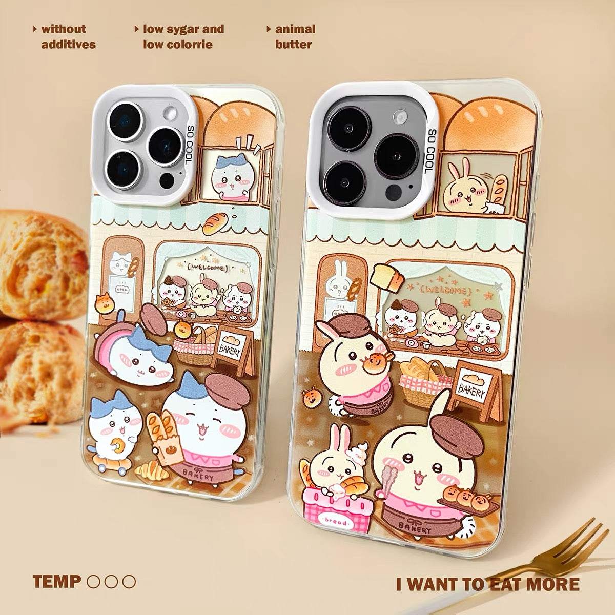 Japanese Cartoon ChiiKawa Bread Cafe Laser Case | ChiiKawa Hachiware Usagi - iPhone Case 11 12 13 14 15 16 16e 17 17e Pro Promax