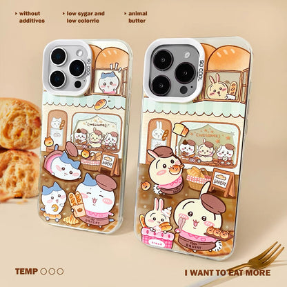 Japanese Cartoon ChiiKawa Bread Cafe Laser Case | ChiiKawa Hachiware Usagi - iPhone Case 11 12 13 14 15 16 16e 17 17e Pro Promax
