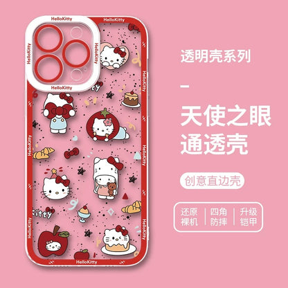 Japanese Cartoon Hello Kitty | Vintage Kitty Red Version - iPhone Case PLUS SE2 XS XR X 11 12 13 14 15 16 16e 17 17e Pro Promax 12mini 13mini