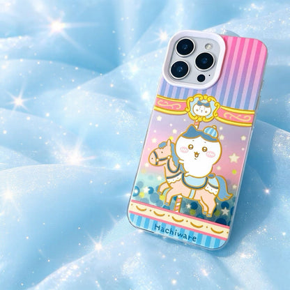 Japanese Cartoon ChiiKawa Go Round Laser Case | Merry Go Round with Chiikawa Hachiware Usagi - Phone Case Samsung Galaxy S26 S25 S24 S23 S22 S21 FE Ultra Edge