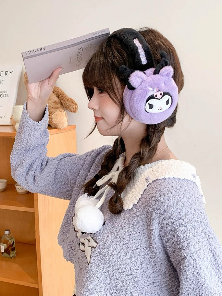 Sanrio Fluffy Earmuffs with Animals friends | My Melody Kuromi Cinnamoroll Pompompurin Pochacco - Headband and Hair Winter Accessory Outfits