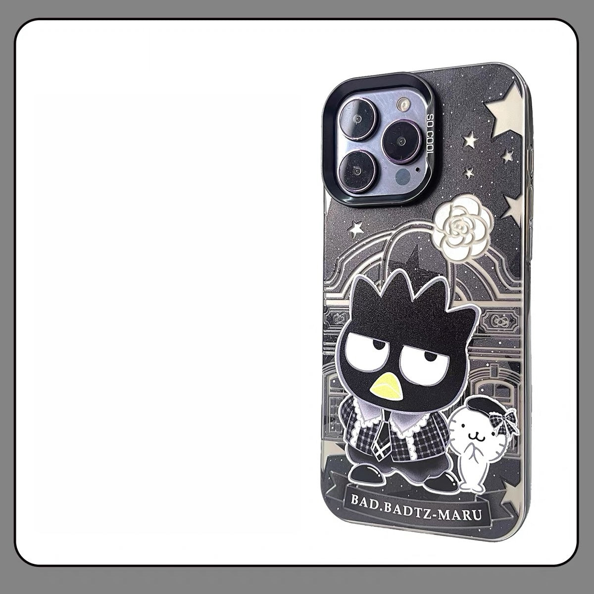 Japanese Cartoon Sanrio Black Winter Classic Dress Up Laser Case | Hello Kitty Little Twin Stars My Melody Kuromi Cinnamoroll Hangyodon Bad Badtz Maru 7 Styles - Phone Case Samsung Galaxy S26 S25 S24 S23 S22 S21 FE Ultra Edge