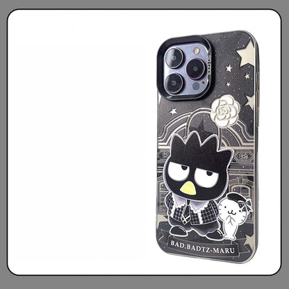 Japanese Cartoon Sanrio Black Winter Classic Dress Up Laser Case | Hello Kitty Little Twin Stars My Melody Kuromi Cinnamoroll Hangyodon Bad Badtz Maru 7 Styles - Phone Case Samsung Galaxy S26 S25 S24 S23 S22 S21 FE Ultra Edge
