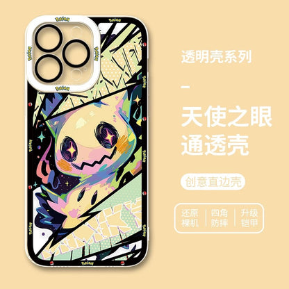Japan Cartoon Pokemon Postal Street Style | Pikachu Gengar Squirtle Psyduck Mimikyu Bulbasaur Charmander Eevee - iPhone Case PLUS SE2 XS XR X 11 12 13 14 15 16 16e 17 17e Pro Promax 12mini 13mini