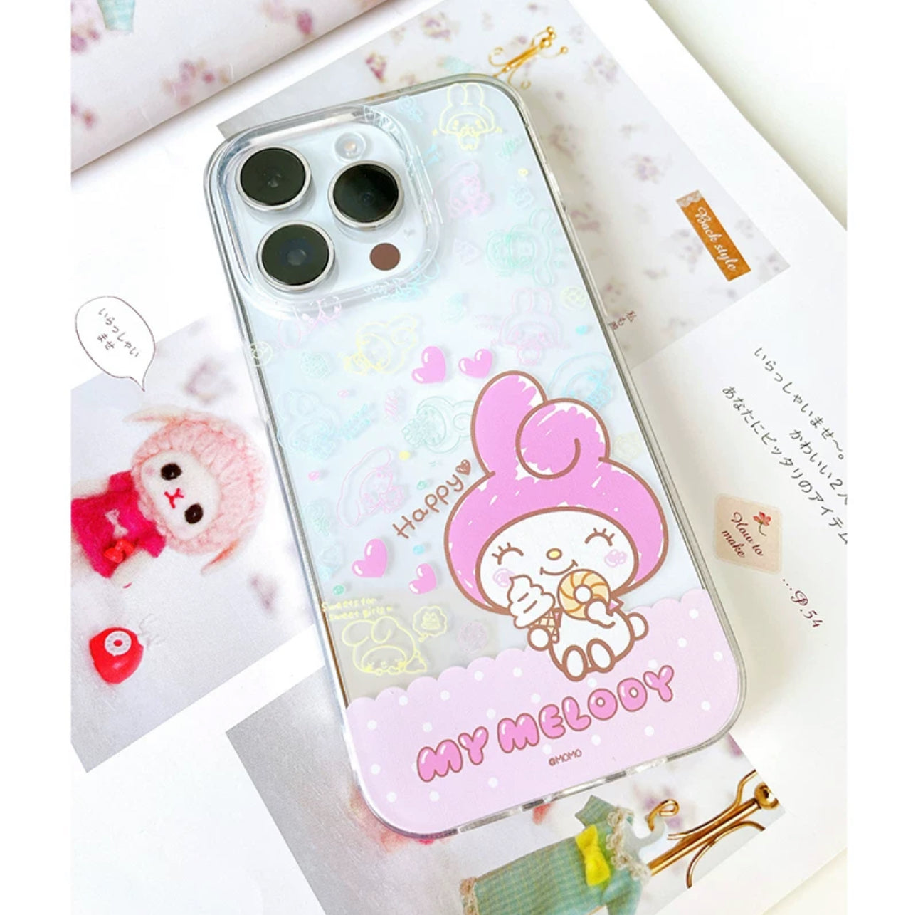 Japanese Cartoon My Melody | Happy with Foods - iPhone Case 12 13 14 15 Pro Promax