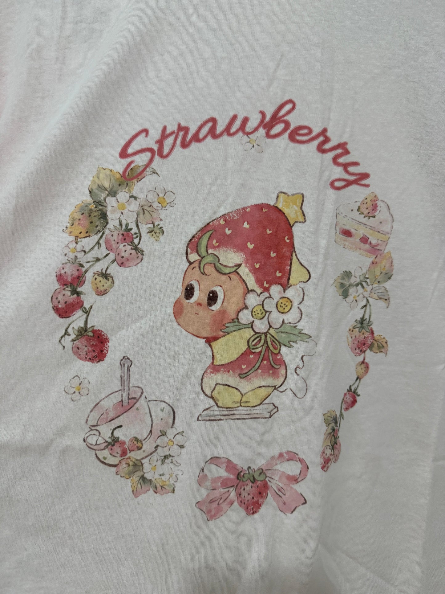 Korean Fashion Cute Cartoon Style T-Shirt Series | Twinkle Twinkle Little Star with Strawberry - Kawaii Fashion Items