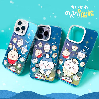Japanese Cartoon ChiiKawa Work On Cruise Ship Laser Case | ChiiKawa Hachiware Usagi - Phone Case Samsung Galaxy S26 S25 S24 S23 S22 S21 FE Ultra Edge