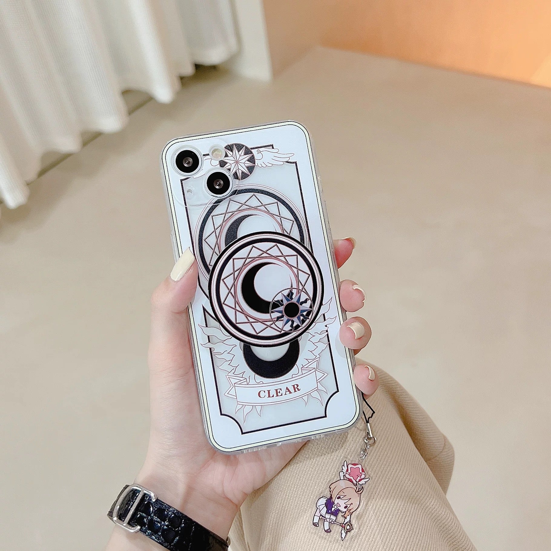 CardCaptorSakura Sakura Clean Card | Black Clear & Clown - iPhone Case XS XR 11 12 13 14 15 16 Pro Promax KawaiiGiftLand