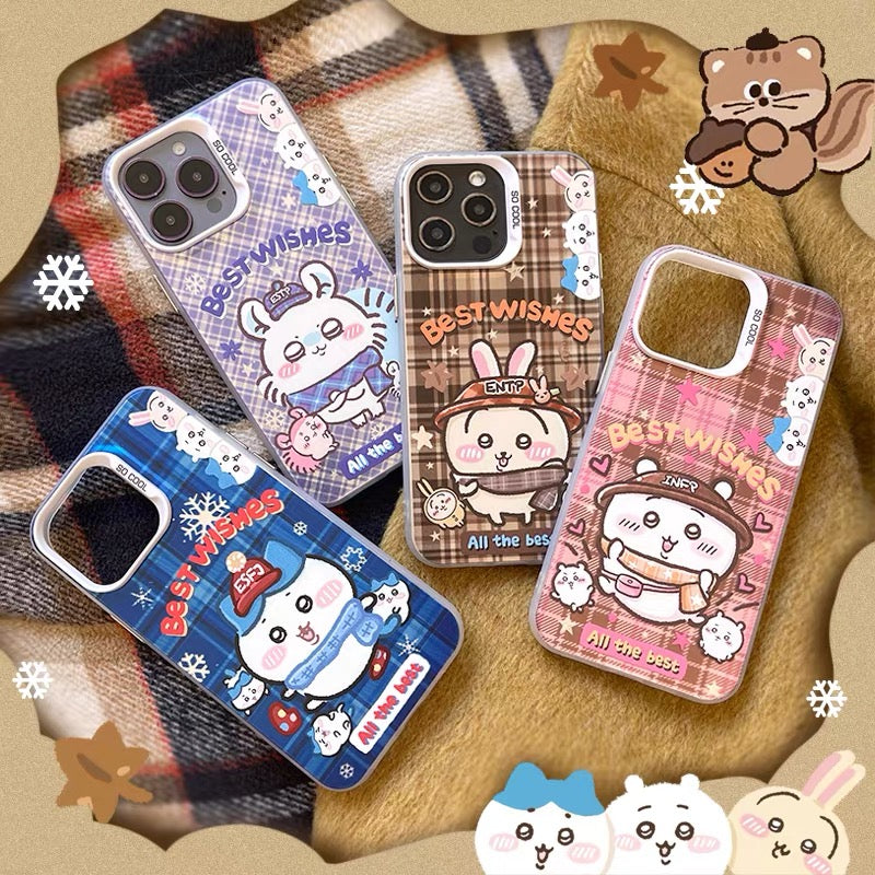 Japanese Cartoon ChiiKawa Best Wishes Winter Laser Case | ChiiKawa Hachiware Usagi Momonga - iPhone Case 11 12 13 14 15 16 16e 17 17e Pro Promax