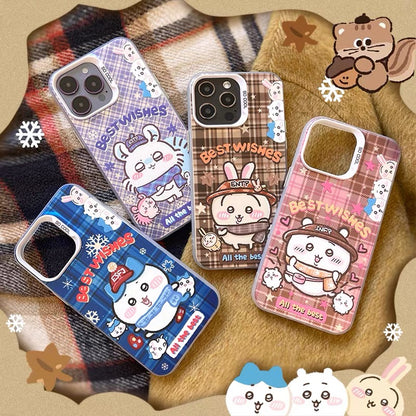 Japanese Cartoon ChiiKawa Best Wishes Winter Laser Case | ChiiKawa Hachiware Usagi Momonga - iPhone Case 11 12 13 14 15 16 16e 17 17e Pro Promax