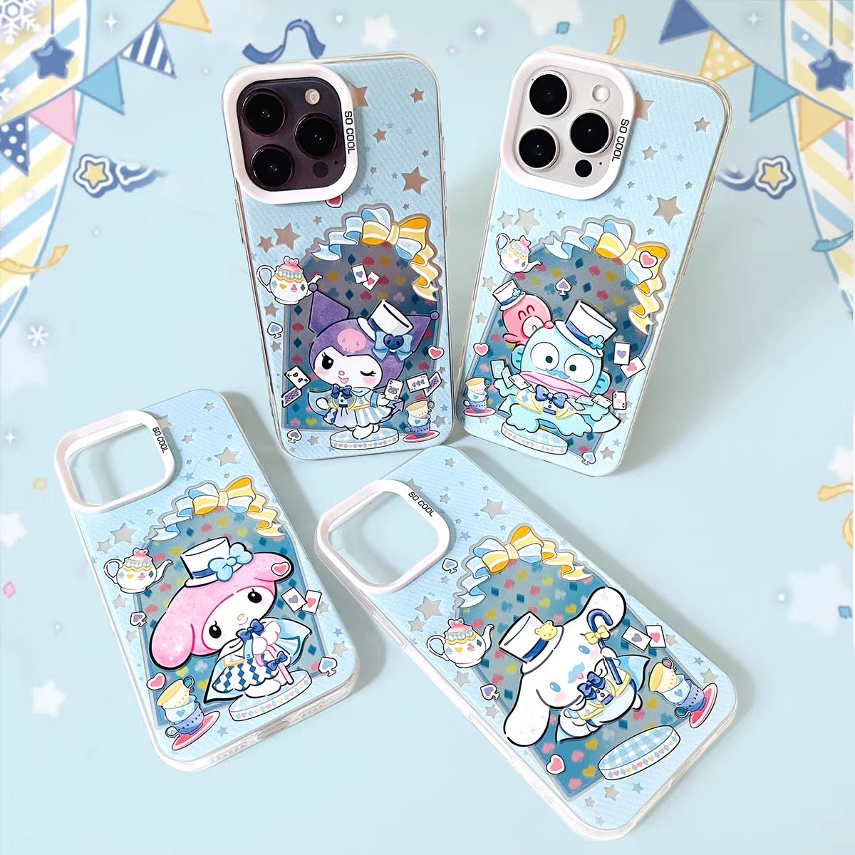 Japanese Cartoon Sanrio Alice In Wonderland Laser Case | Hello Kitty My Melody Kuromi Cinnamoroll Hangyodon Wish Me Mell 6 Styles - Phone Case Samsung Galaxy S26 S25 S24 S23 S22 S21 FE Ultra Edge