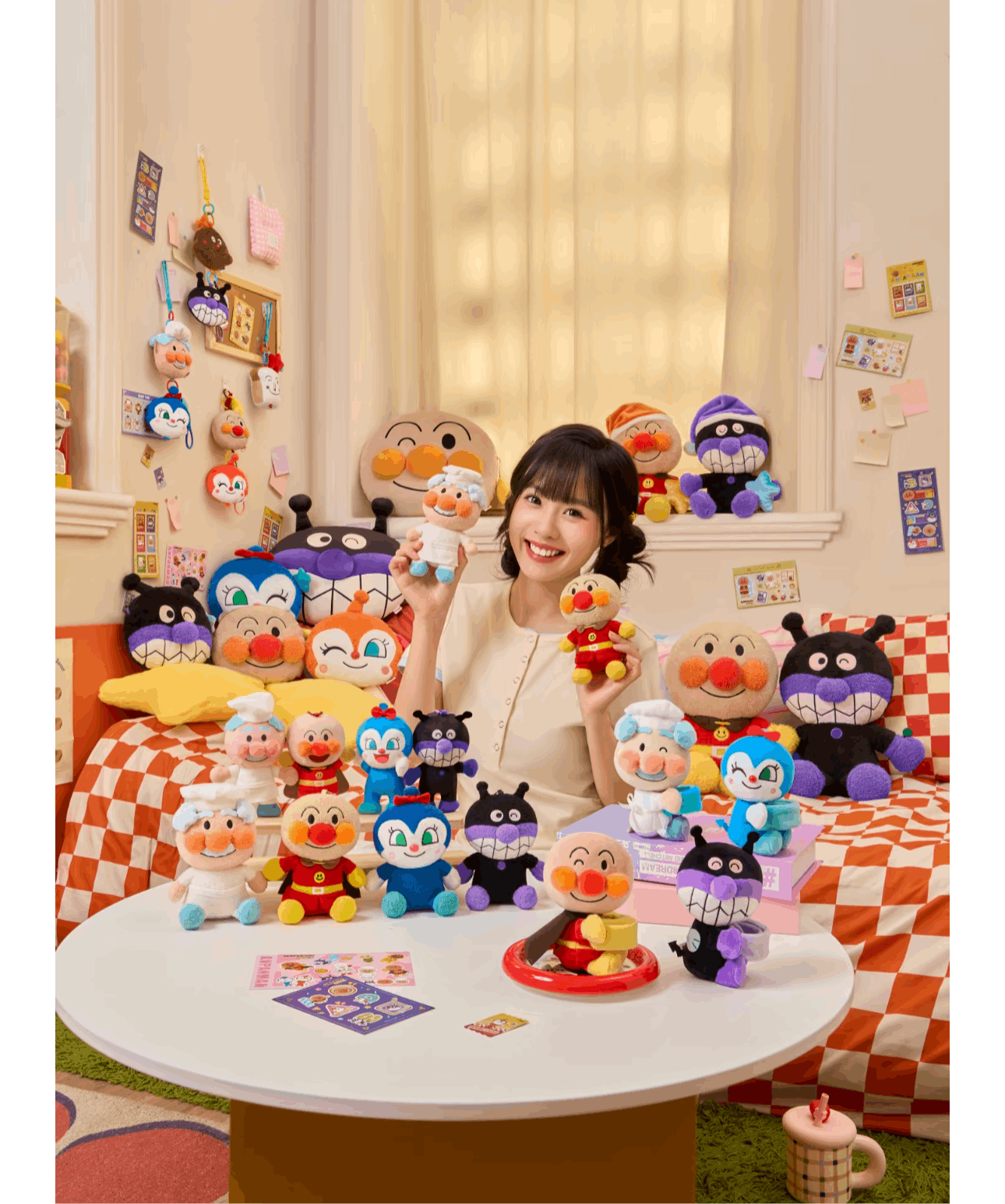 Japan Cartoon Anpanman Plush Cushion | Anpanman Baikinma 40cm - Kawaii Room Decoration