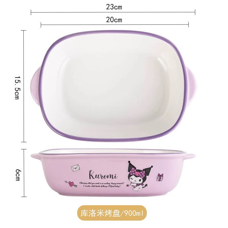 Sanrio Ceramic Tableware Big Bowl Plate | Hello Kitty My Melody Kuromi Cinnamoroll Pompompurin Pochacco - can Oven use Baking Pan Dinner plate