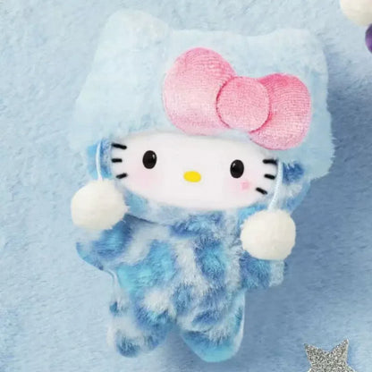 Hello Kitty Leopard Series Blue Darling plush charm on blue background