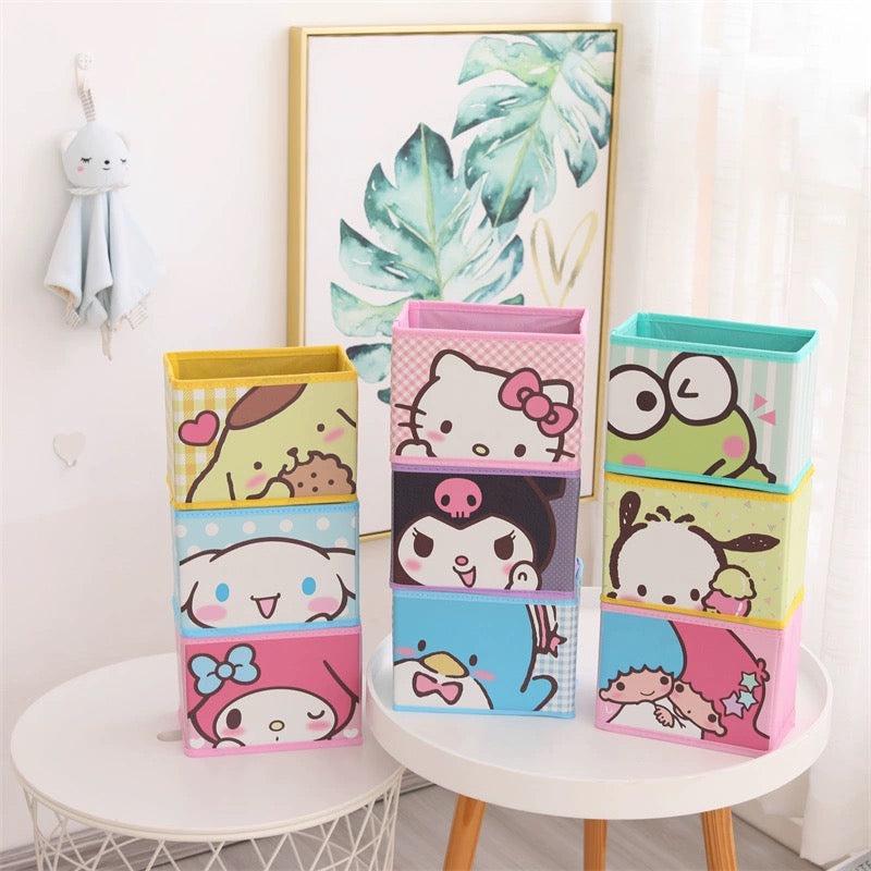 Japanese Cartoon Big Face Storage Box | Hello Kitty My Melody Kuromi Little Twin Stars Cinnamoroll Pompompurin Pochacco Keroppi Tuxedosam - Bedroom Girl Gift