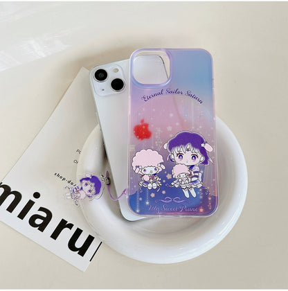 Japanese Cartoon iPhone Case with Strap | Laser Sailor Girl X My Melody Piano Marron Cream - iPhone Case Phone Case 7 8 PLUS SE2 XS XR X 11 12 13 14 15 Pro Promax 12mini 13mini