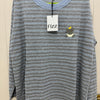 Korean Fashion Autumn Wool Long-sleeved Series | Blue & Grey Stripe with Baby Elephant - Kawaii Fashion Items