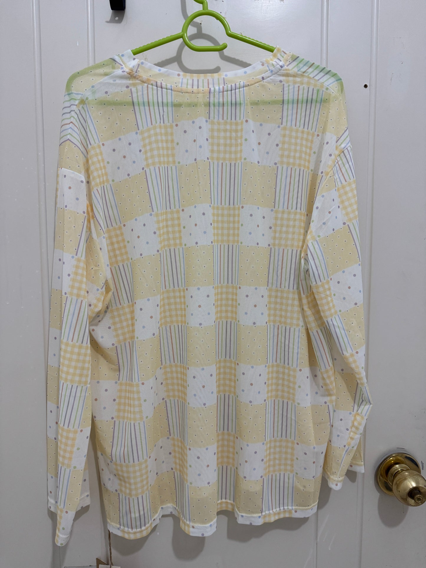 Japanese Fashion Cute Style Long-sleeved Sun Protection T-Shirt Series | Yellow Checked Pattern - Kawaii Fashion Items