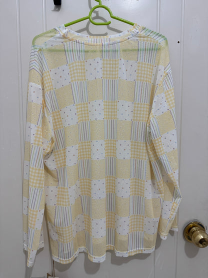 Japanese Fashion Cute Style Long-sleeved Sun Protection T-Shirt Series | Yellow Checked Pattern - Kawaii Fashion Items