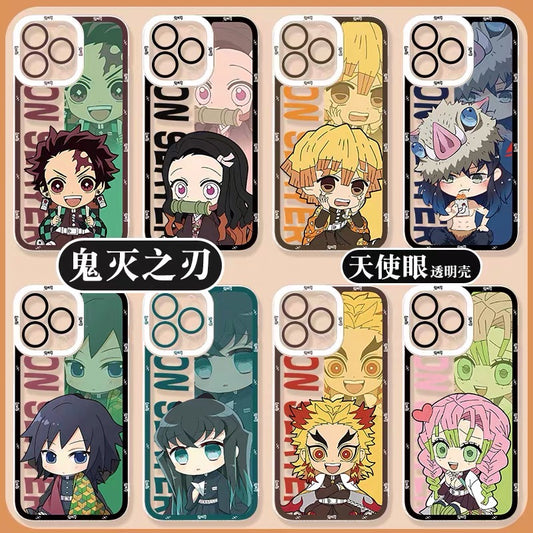 Japanese Anime Kimetsu no Yaiba Demon Slayer Cute Style | Tanjiro Nezuko Zenitsu Inosuke Giyuu Tomioka Tokito Muichiro Rengoku Kyoujurou Kanroji Mitsuri - iPhone Case PLUS SE2 XS XR X 11 12 13 14 15 16 16e 17 17e Pro Promax 12mini 13mini