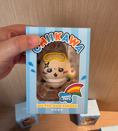 ChiiKawa X Miniso Hot Summer Series | ChiiKawa Hachiware Usagi Momonga Kurimanju Rakko Shisa Playing Water Gun Cute Plastic Doll Keychain - Kawaii Items Room Decoration Doll