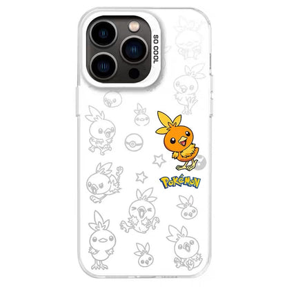 Japanese Cartoon Pokemon Matt & Silver Case Part5 | Chikorita Treecko Torchic Mudkip Sobble Sprigatito Maushold 7 Styles - iPhone Case PLUS SE2 XS XR X 11 12 13 14 15 16 16e 17 17e Pro Promax 12mini 13mini