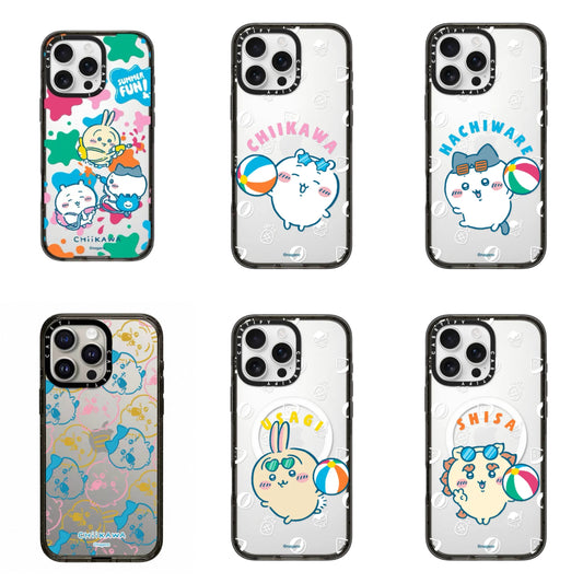 Japanese Cartoon ChiiKawa Clear with Transparent Black Frame Phone Case | ChiiKawa Hachiware Usagi Summer Time Party Part2 6 Styles  - iPhone Case 12 13 14 15 16 17 Pro Promax