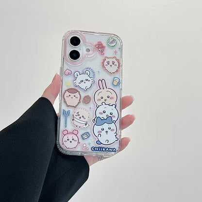 Japanese Cartoon ChiiKawa Gittler Colour Clear Case | Happy Group - iPhone Case Plus SE2 11 12 13 14 15 16 16e 17 17e Pro Promax 12mini 13mini