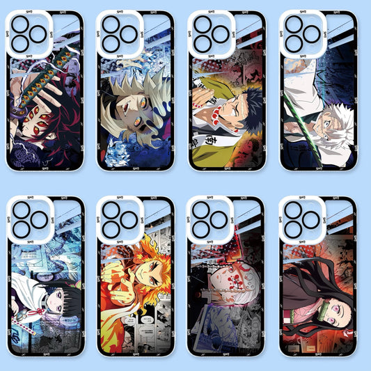 Japanese Anime Kimetsu no Yaiba Demon Slayer Horizontal Version | Kokushibou Tsugikuni Michikatsu Douma Gyoumei Sanemi Kanao Rengoku Uzui Nezuko - iPhone Case PLUS SE2 XS XR X 11 12 13 14 15 16 16e 17 17e Pro Promax 12mini 13mini