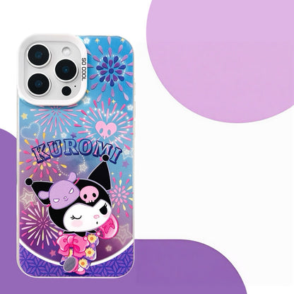 Japanese Cartoon Sanrio Summer Festival Laser Case | Hello Kitty My Melody Kuromi 3 Styles - iPhone Case 11 12 13 14 15 16 16e 17 17e Pro Promax