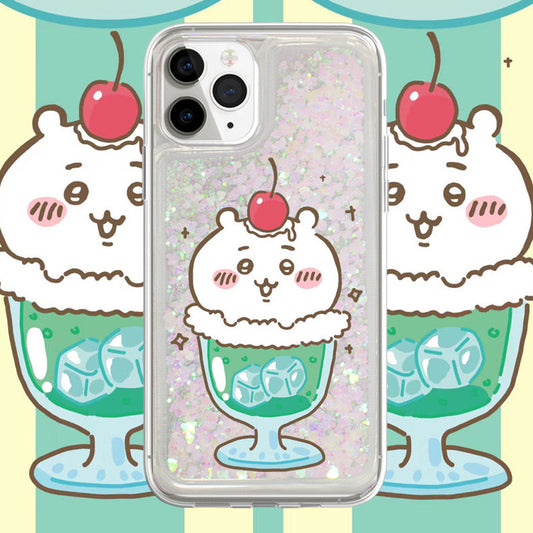 Japanese Cartoon Chiikawa Ice Cream Cup | ChiiKawa Hachiware Usagi Glitter QuickSand iPhone Case 6 7 8 PLUS SE2 XS XR X 11 12 13 14 15 16 Pro Promax 12mini 13mini KawaiiGiftLand