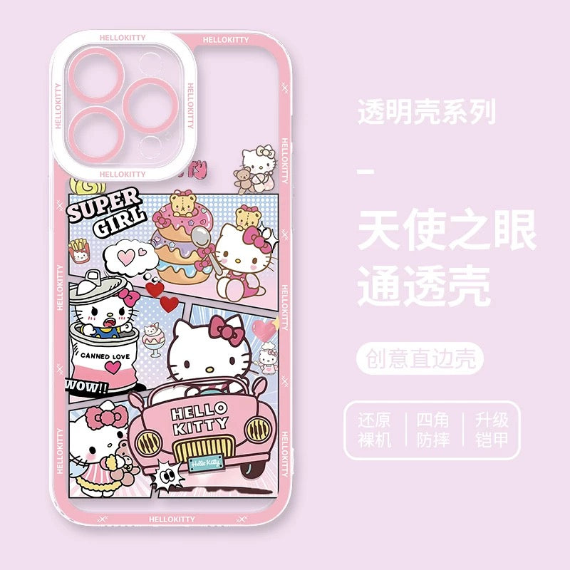 Japanese Cartoon Hello Kitty | Vintage Kitty Pink Version - iPhone Case PLUS SE2 XS XR X 11 12 13 14 15 16 16e 17 17e Pro Promax 12mini 13mini