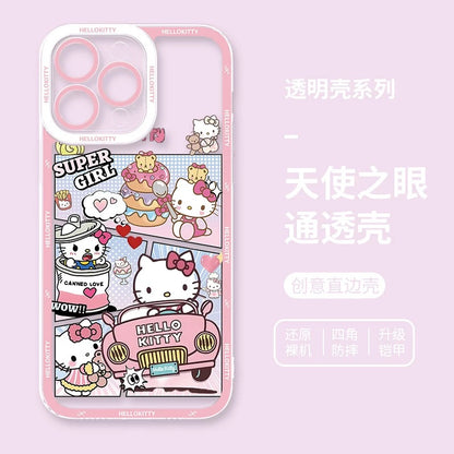 Japanese Cartoon Hello Kitty | Vintage Kitty Pink Version - iPhone Case PLUS SE2 XS XR X 11 12 13 14 15 16 16e 17 17e Pro Promax 12mini 13mini