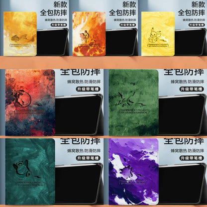 Japanese Cartoon Pokemon Protect Case with Pen Holder | Pikachu Charmander Charizard Rayquaza Snoriax Gengar - iPad Mini 4,5,6,7 / iPad Air / iPad Pro 2025 2024 2022 2021 2020 2018
