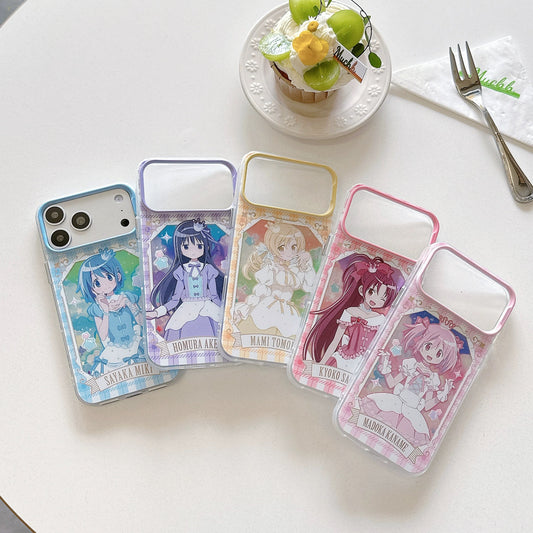 Japanese Cartoon Puella Magi Madoka Magica Laser Case | Madoka Miki Tomoe Sakura Akemi - iPhone Case PLUS SE2 11 12 13 14 15 16 16e 17 17e Pro Promax 12mini 13mini