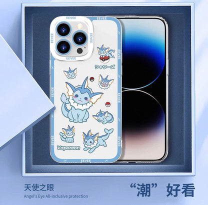 Japanese Cartoon Pokemon Case Eevee Evolution Cute Emo Version | Eevee Vaporeon Jolteon Flareon Espeon Umbreon Leafeon Glaceon Sylveon 9 Styles - iPhone Case PLUS SE2 XS XR X 11 12 13 14 15 16 16e 17 17e Pro Promax 12mini 13mini