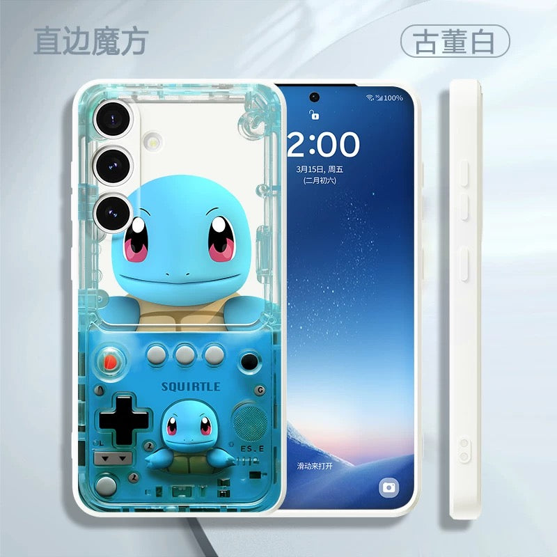 Japan Cartoon Pokemon Fun 3D Print Game Console Version Colour Silicon Case | Pikachu Bulbasaur Squirtle Charmander Psyduck Jigglypuff Eevee Gengar - Phone Case Samsung Galaxy S26 S25 S24 S23 S22 S21 FE Ultra Edge