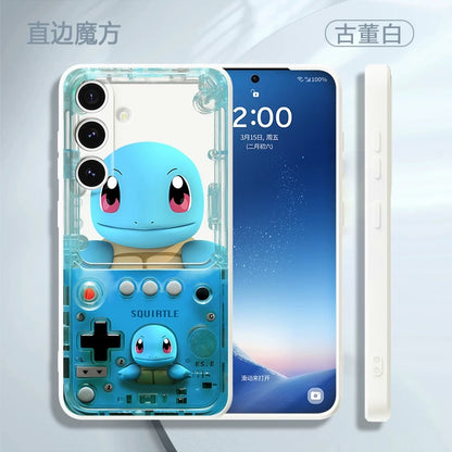 Japan Cartoon Pokemon Fun 3D Print Game Console Version Colour Silicon Case | Pikachu Bulbasaur Squirtle Charmander Psyduck Jigglypuff Eevee Gengar - Phone Case Samsung Galaxy S26 S25 S24 S23 S22 S21 FE Ultra Edge