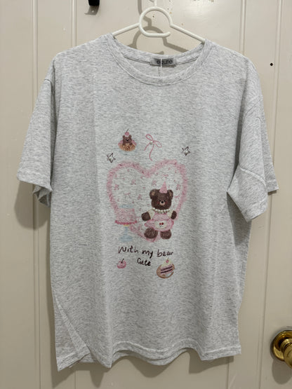 Korean Fashion Cute Animals Style T-Shirt Series | Party Teddy Bear with Pearl - Kawaii Fashion Items