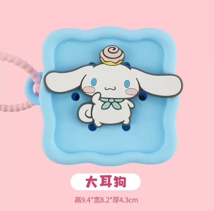 Japan Sanrio Silicone Mini DIY Square Purse Bag | Hello Kitty My Melody Kuromi Cinnamoroll Hangyodon  - Coin Bag Can put in Airpods EarPhone
