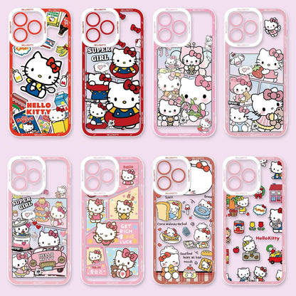 Japanese Cartoon Hello Kitty | Vintage Kitty Pink Version - iPhone Case PLUS SE2 XS XR X 11 12 13 14 15 16 16e 17 17e Pro Promax 12mini 13mini