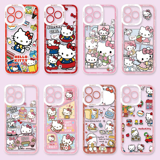Japanese Cartoon Hello Kitty | Vintage Kitty Pink Version - iPhone Case PLUS SE2 XS XR X 11 12 13 14 15 16 16e 17 17e Pro Promax 12mini 13mini