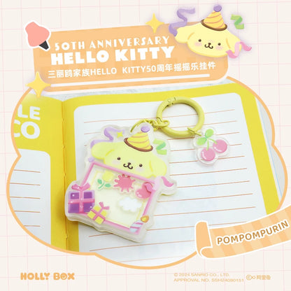 Sanrio Characters 50th Anniversary Acrylic Shake Shake Keychain Series | Hello Kitty My Melody Kuromi Cinnamoroll Pompompurin Pochacco - Kawaii Decoration Collectable Toys Toy Collection